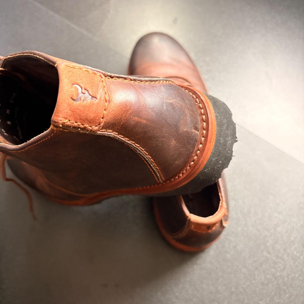 H.S. Trask leather Men Sz 9‎ Brown Chukka Ankle Boots durable Chelsea distressed - Picture 4 of 10